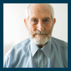 Older adult in a blue shirt