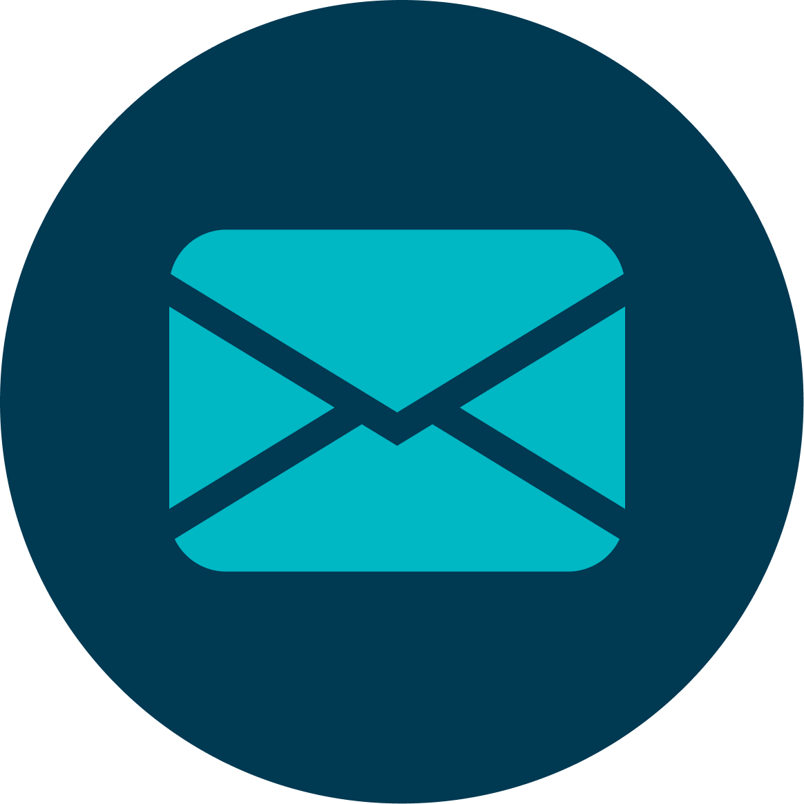 Icon with light blue mail letter on dark blue background