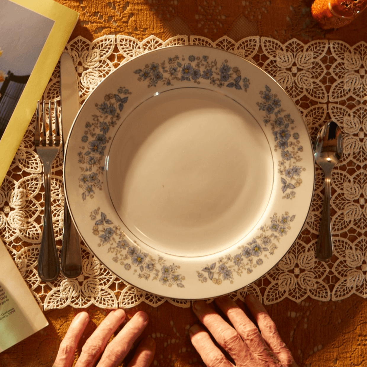 Empty Plate with White Hands End the Wait