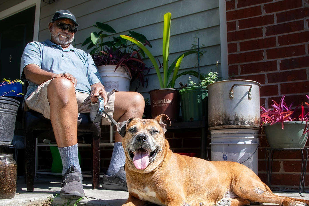 Meals on Wheels Client, Frank, and his dog, Blade - senior and pet companionship