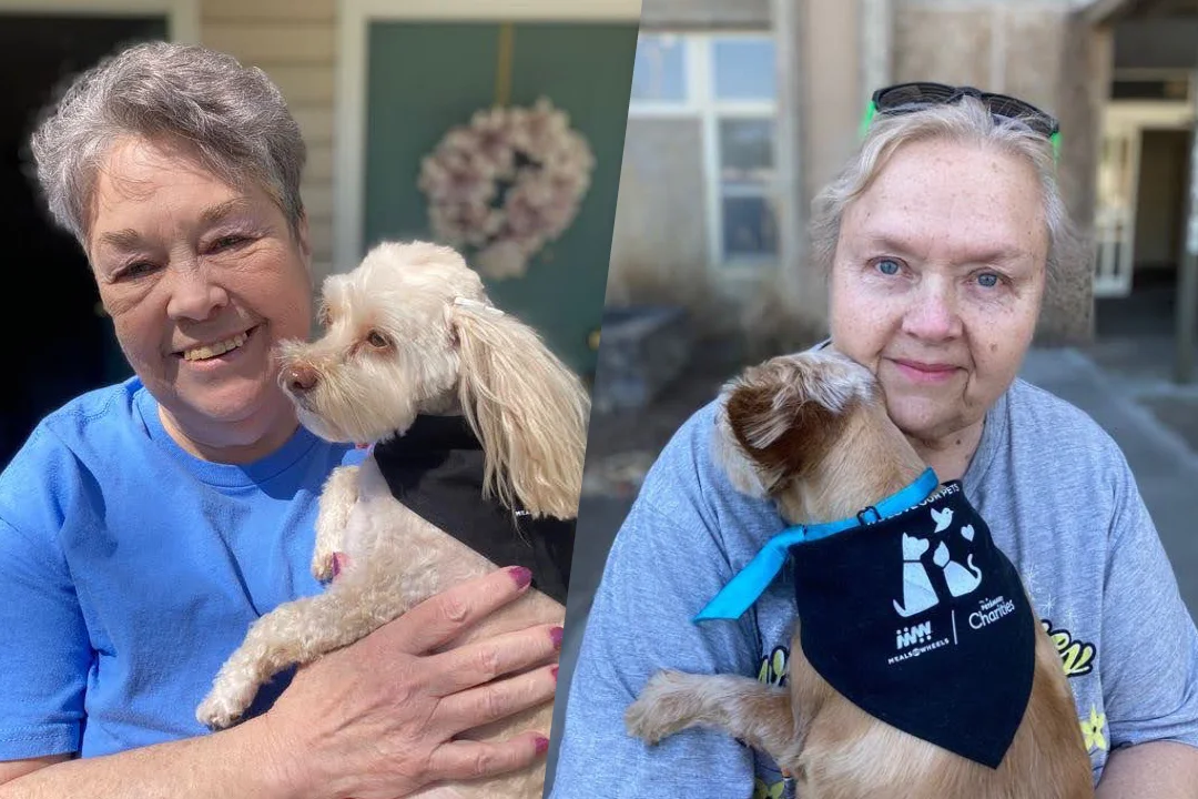 Judy and Brenda with pets Hazel and Brownie - senior pet support programs