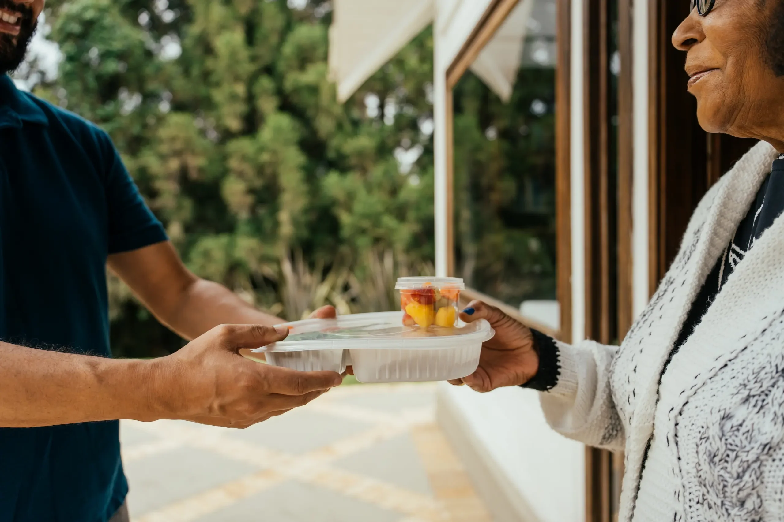 Black Client with Male Volunteer Meal Delivery 3