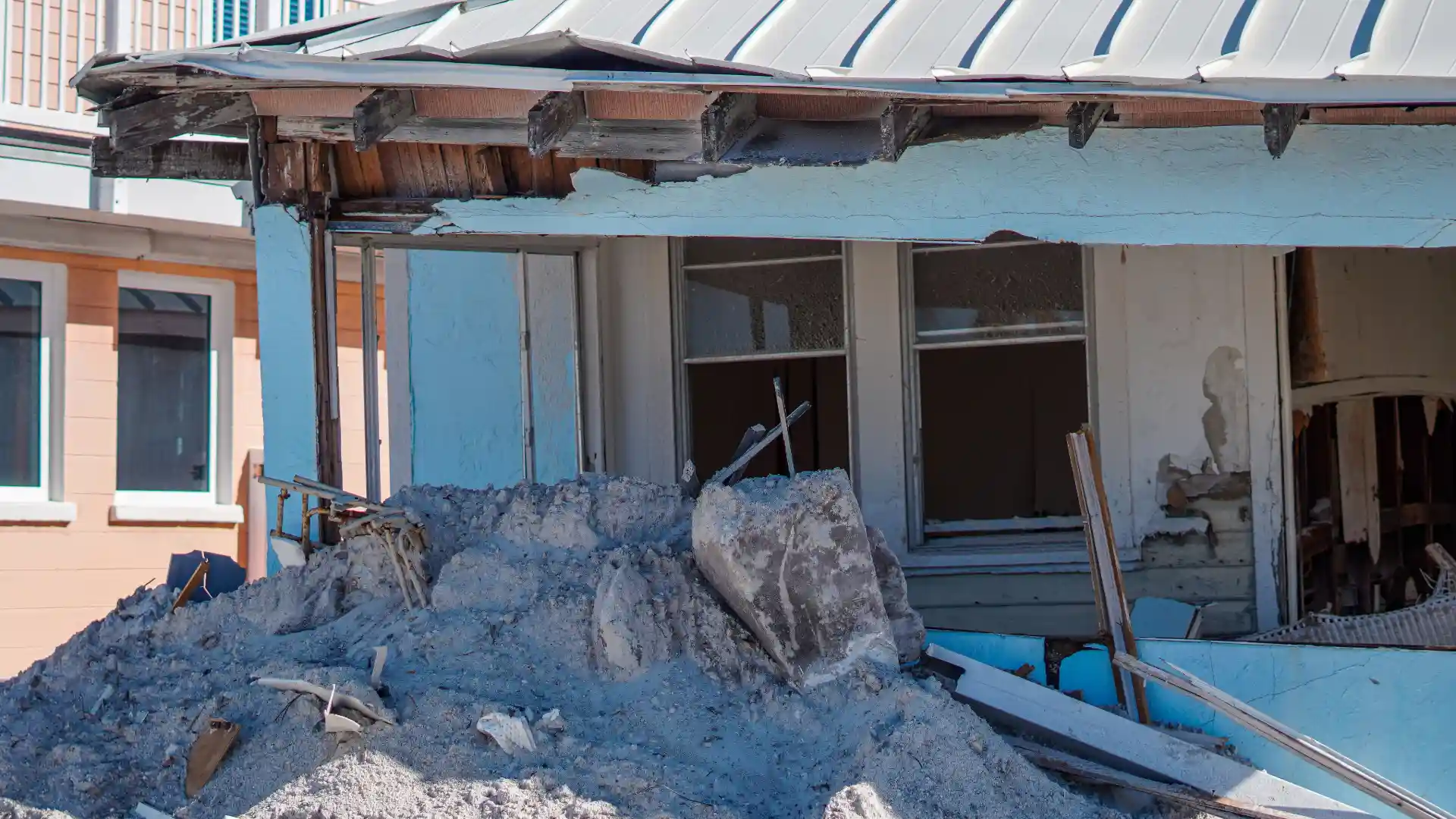 House that has been damaged by hurricane.
