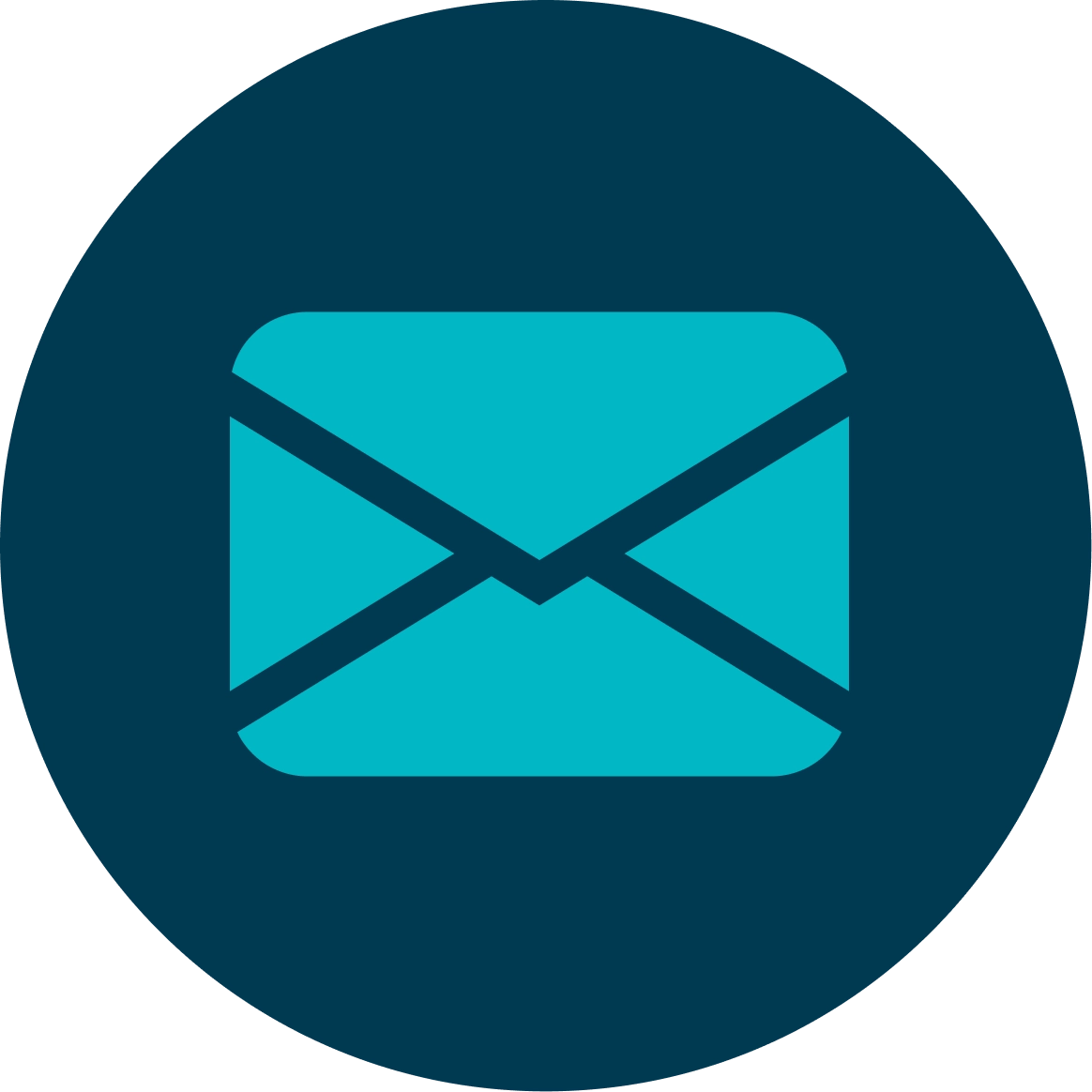 Icon with light blue mail letter on dark blue background