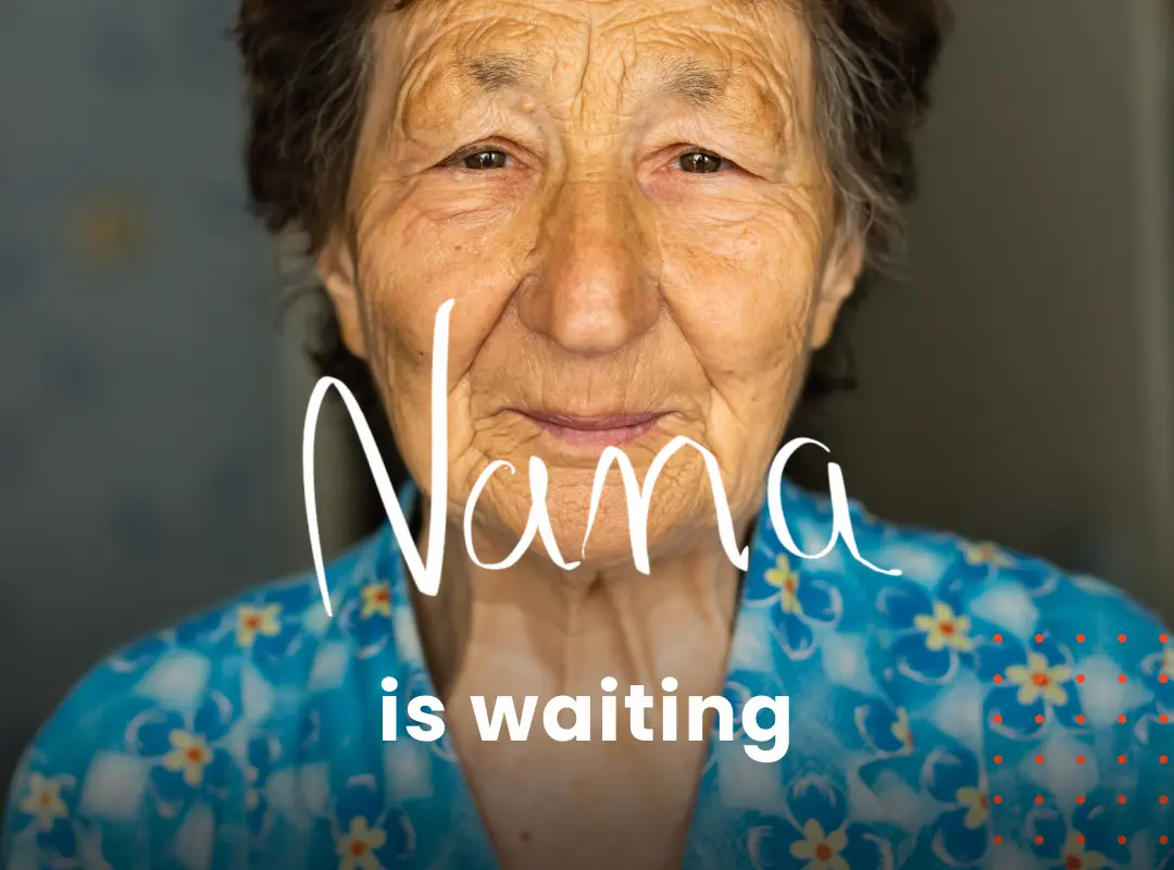Senior woman with the text overlay 